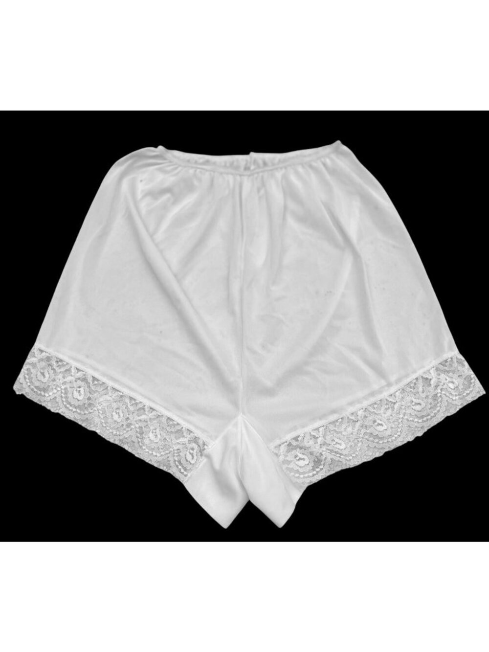 Vintage Nylon Panties Granny Knickers Wide Gusset Lace Trim Shorts 9 XL